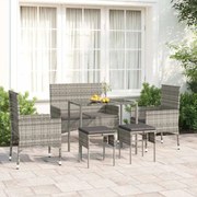 vidaXL Set mobilier de grădină cu perne, 6 piese, gri, poliratan