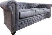 Canapea clasica stil englezesc Chesterfield 3 locuri gri antic