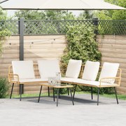 vidaXL Set de canapele pentru grădină 2 pcs natural poliratan