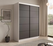 Dulap cu usi glisante, 150x58x200 cm, Calma 150, ADRK Furniture (Culoare: Negru / Alb)