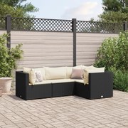 vidaXL Set mobilier relaxare grădină 4 piese cu perne poliratan negru