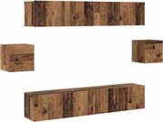 vidaXL Set comodă TV Pe perete 6 pcs Lemn vechi Lemn compozit