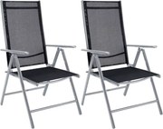 Scaun de grădină MARBELLA, set 2 buc., pliabil, negru/argintiu Casaria