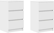 vidaXL Noptiere cu 3 sertare 2 buc Alb 39x35x65 cm