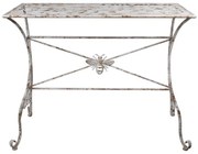 Masa de exterior, alb, din metal, cu aspect vintage, Abeille I