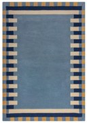 Covor albastru țesut manual din lână 200x290 cm Kai Wool Border – Flair Rugs