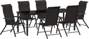 vidaXL Set de masă pentru grădină 7 pcs Cafea neagră
