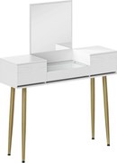 HOMCOM Masă de toaletă elegantă cu oglindă pătrată și sertare organizatoare 105,5x30x130,5 cm Alb și Auriu | Aosom Romania