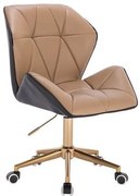 HR212K SCAUN NEGRU ȘI CARAMEL BAZĂ AURIE
