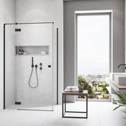 Usa de nisa batanta Radaway Essenza KDJ 80 cm sticla 6 mm finisaj negru mat-transparent deschidere stanga