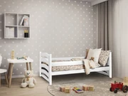 Pat pentru copii MELA 80 x 160 cm, alb Saltele: Saltea COCO 10 cm, Somiera pat: Cu lamele curbate