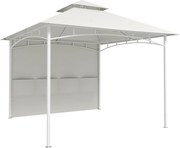 Outsunny Foișor de Grădină 3x3 m cu Corturi, Buzunare pentru Depozitare și Cârlig la Tavan, Foișor din Metal cu Acoperiș Dublu, Orificii de Drenaj, UV30+, Crem | Aosom Romania