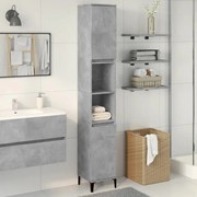 vidaXL Dulap de baie, gri beton, 30x30x190 cm, lemn prelucrat