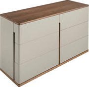 Comoda cu 6 sertare furnir din lemn de nuc si MDF lacuit, Anna