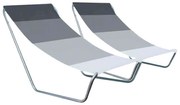 Set de 2 sezlonguri de plaja pliabile SAND, dungi gri