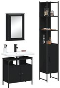 vidaXL Set mobilier de baie, 3 piese, negru, lemn compozit