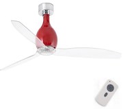 Ventilator de tavan FARO 32029 MINI ETERFAN roșu/transparent d. 128 cm + telecomandă