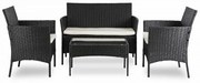 JAKS Mobilier de gradina din ratan negru
