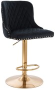 HR940W Scaun Neagră din Catifea cu Bază Aurie
