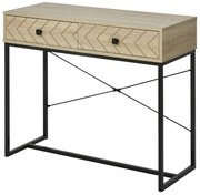 HOMCOM Consolă pentru Hol cu 2 Sertare și Suport Metalic, Design Modern, 90x35x76cm, Lemn Negru | Aosom Romania