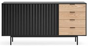 Comodă neagră/în culoare naturală joasă cu aspect de lemn de stejar 159x80 cm Sierra – Teulat