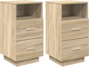 vidaXL Noptiere 2 buc cu 2 sertare Stejar Sonoma 36x36x68 cm