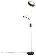 Lampă de podea neagră inclusiv LED și dimmer cu lampă de citit - Kelso
