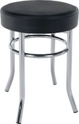 Taburet IRENA, negru/crom, metal/piele ecologica, 33x33x43 cm