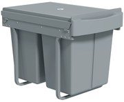 HOMCOM Coș de gunoi retractabil sub chiuvetă, 2 găleți de 20L, Gri | Aosom Romania