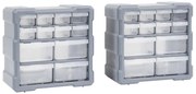 vidaXL Organizatoare cu 12 sertare, 2 buc., 26,5 x 16 x 26 cm