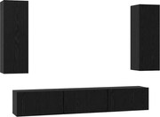 vidaXL Set comodă TV Pe perete 5 pcs Stejar Negru Lemn compozit