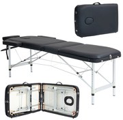 HOMCOM Pat de Masaj Pliabil cu Înălțime Reglabilă, Pat Profesional pentru Masaj din Aluminiu, 215x60x61-84 cm, Negru | Aosom Romania