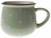 Cană ceramică cu buline, 390 ml, verde