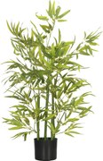 HOMCOM Plantă Artificială de Bambus Înaltă de 90 cm cu 504 Frunze din PEVA și PP Verde cu Ghiveci de Ciment Ø15x12.5 cm | Aosom Romania