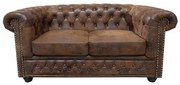 Canapea clasica stil englezesc Chesterfield 2 locuri maro antic