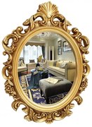 Oglindă decorativa de perete, cu ramă auriu antic, 55x75 cm