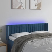 vidaXL Tăblie de pat cu LED, albastru închis, 147x16x78/88 cm, catifea