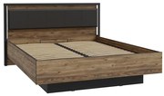 Pat dublu OREN 160x200 cm cu spațiu de depozitare maro/negru
