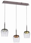 Lustra LED Smart cu Telecomanda, CCT, 3 pendule, Sticla, Multicolor, Q-KON
