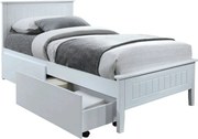 Pat pentru copii MIDEA 90x200, alb, cu somiera fixa si 2 sertare