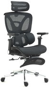 METACHAIR DORO Scaun ergonomic, cotiere 6D, suport lombar dinamic, spătar reglabil înălțime, tetieră 2D, suport picioare, mecanism multifunctional inclinare/blocare, pivotant, Mesh, Negru