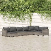 vidaXL Set mobilier de grădină cu perne, 8 piese, gri, poliratan