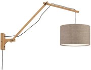 Aplica cu brat articulat din bambus si abajur din tesatura in, Andes natur/ in inchis