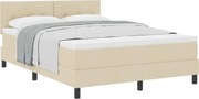 vidaXL Pat cu arcuri cu saltea cu headboard Crem 140 x 190 cm țesătură