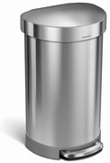 Coș cu pedale semi-rotund 45 l, oțel mat, oțel inoxidabil