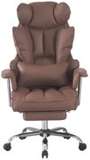 EFOMAO - Scaun directorial cu perna lombara, suport picioare, spătar înalt și reglabil, piele PU, Maro