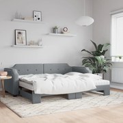 vidaXL Pat de zi cu extensie și saltele, gri deschis, 80x200 cm textil