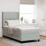 vidaXL Pat cu arcuri cu headboard Gri deschis 90 x 190 cm Catifea
