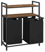 Coș de rufe cu 2 polițe BERGEN, 2x46L, negru/maro Vasagle