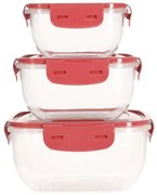 Set 3 caserole Alberta, plastic, rosu, 500, 900, 1500 ml